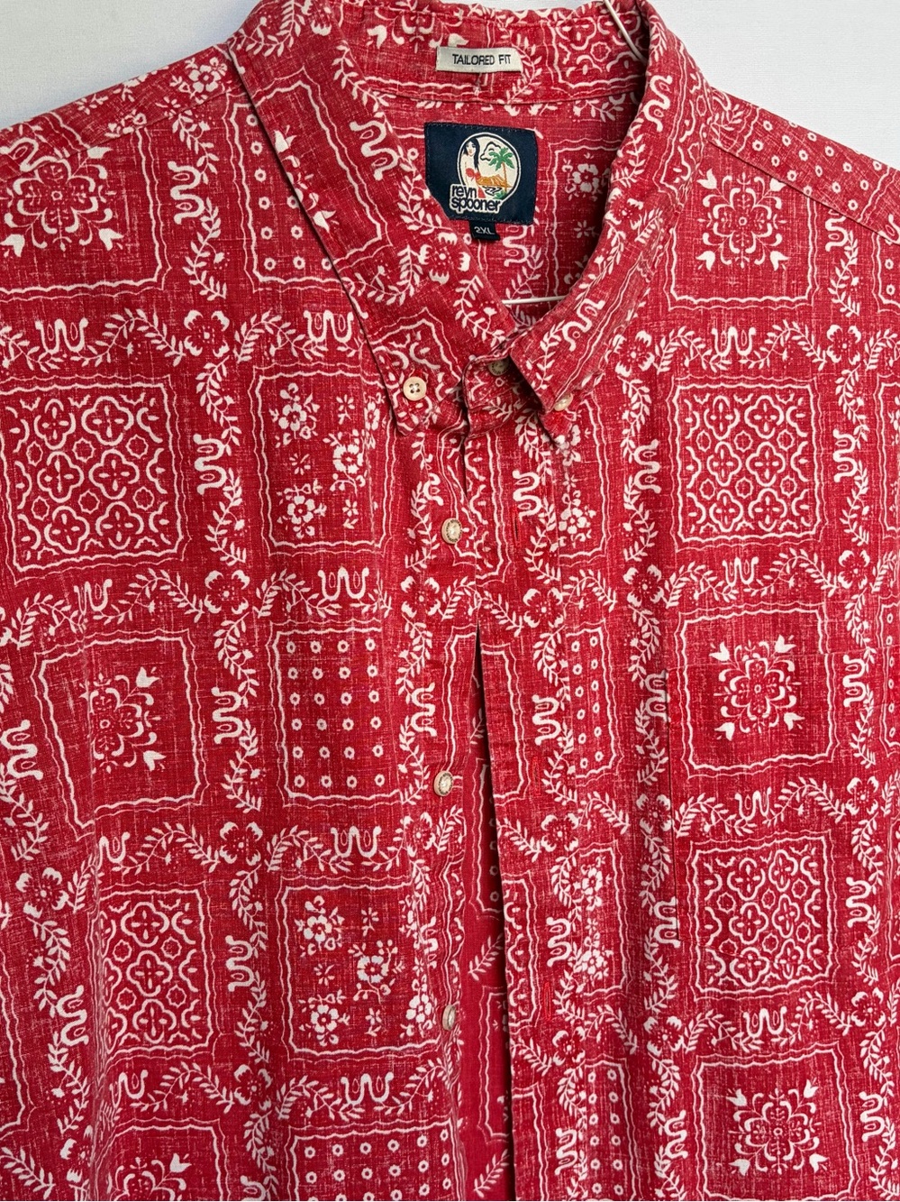 Vintage Reyn Spooner Mens 2XL Red Bandana Print Hawaiian Aloha Shirt Tailored